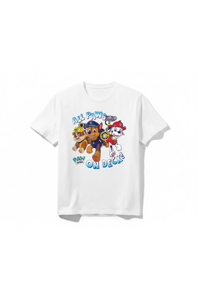 URBANTRENDSTORE Paw Patrol Unisex Kız Çocuk Bisiklet Yuvarlak Yaka Basic Kısa...