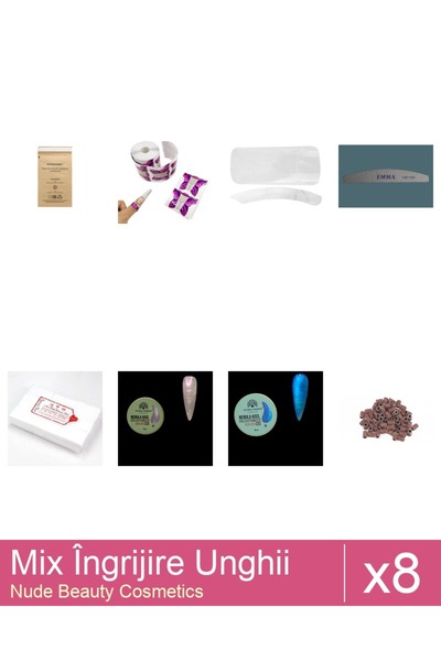 Makeup Set Mix 8 produse Ingrijire Unghii: Nebula Kiss 01 , 15 g, Pungi steri...