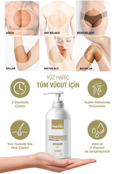 Sorelis Lazer Etkili &tüy Dökücü & Tüy Azaltıcı Krem Tüm Vücud &tüm Cilt Tipl...