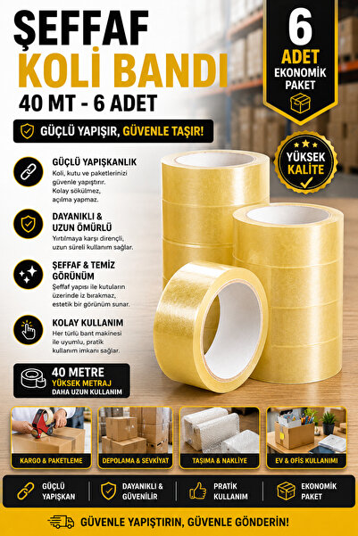 ANI OFİS KIRTASİYE A K Transparent Duct Tape 40 Meters – Strong Adhesive, Eco...