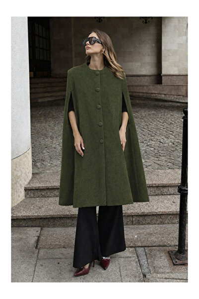 LC Waikiki Nevavm Women's Sleeveless Relax Fit Khaki Cashmere Poncho with a D...