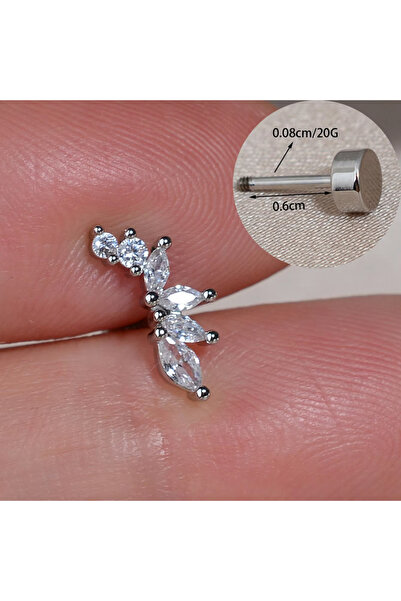 Choice1 Ears Earrings silver 1PC Dainty Cubic Zirconia Flat Back Cartilage Ea...