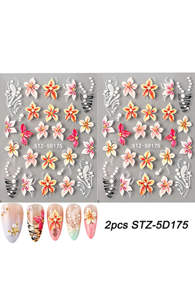 Choice قطعتان من ملصقات الأظافر ثلاثية الأبعاد STZ-5D175 بتصميم زهور الزنبق و...
