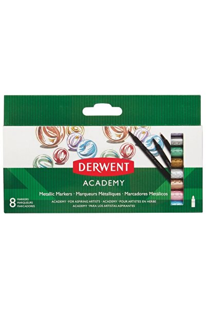 Derwent Academy markers, sharp tip, 8 pcs/set, metallic colors