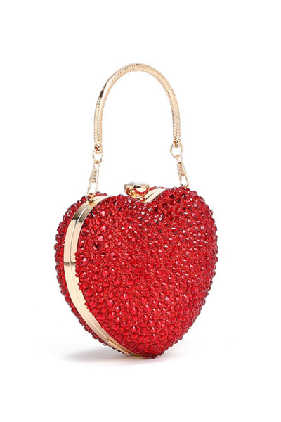 Ku er Heart model with golden chain clutch bag party wedding dinner dress bag