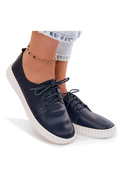 BOTO Women's Openwork Sneakers with Laces Dark Blue Pearla 41