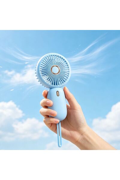 KMT Ventilator Portabil USB DC Ultra-Compact, 15 cm, Albastru, Reîncărcabil