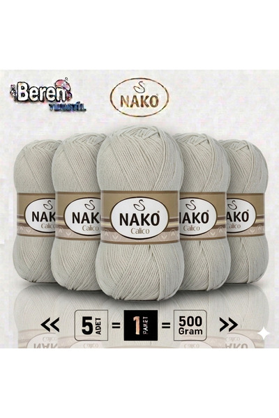 NAKO كاليكو-كتان 10874- عبوة من 5 قطع - 100 جرام/240 متر - خيط للحياكة اليدوي...