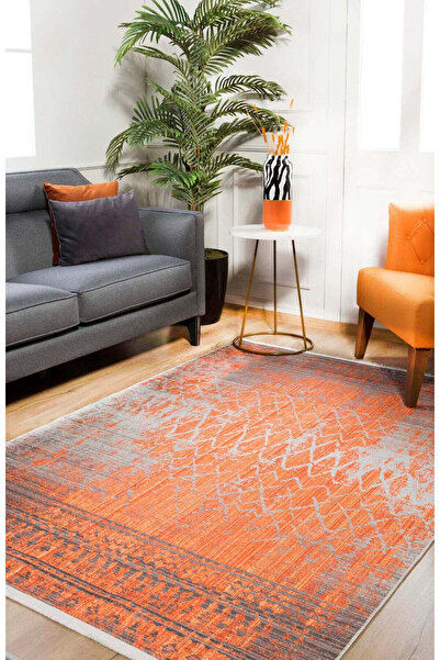halinet Halı.Net Gray Modern Washable Non-Slip Living Room Carpet Haln-Hln344