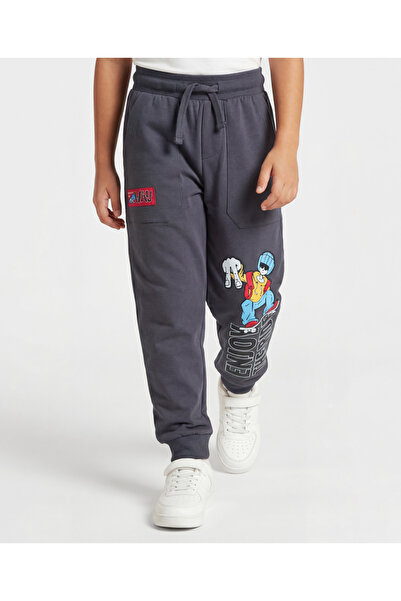 Pine kids Terry Knit Full Length Lounge Pant with Text Print - Grey