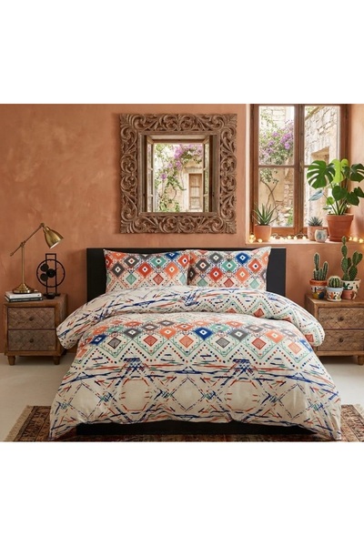 EVRİZON 100% Cotton Duvet Cover Set with Double Elasticated Sheets |   Full Team