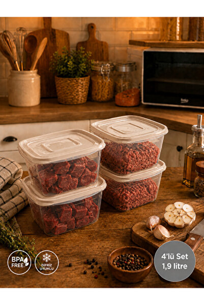 Nesto Home Set of 4 Deep Storage Containers 1.9 Liters Microwave and Freezer ...