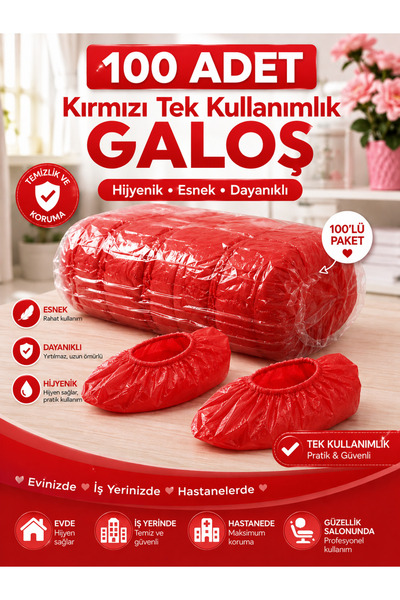 EGE TOPTAN GIDA 100 Adet Kırmızı Renk Galoş