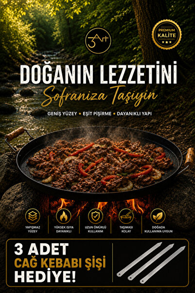 3Art Metal Dekorasyon Tic.Ltd.Şti Ocak Üstü Sac Kavurma Tavası – Geniş Yüzeyl...