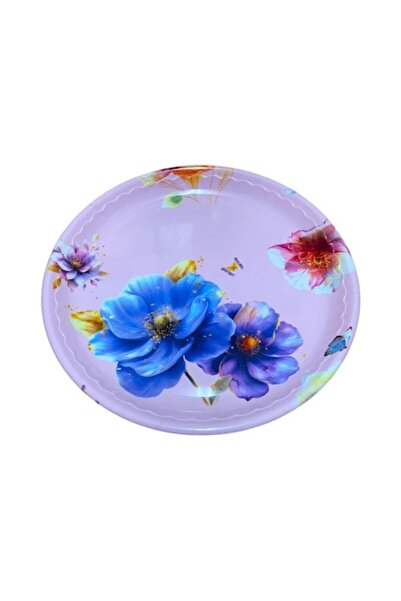OEM Serving Tray, Rounda, Plastic, Floral Model Pink, 35 cm