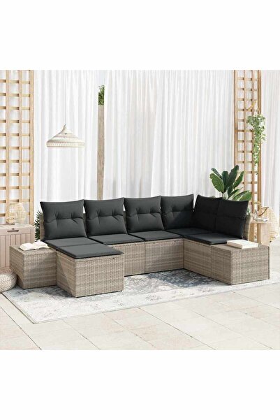 vidaxl Set de canapele pentru gradina 6 pcs Gri deschis poliratan