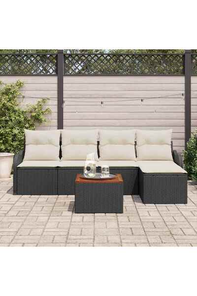 vidaxl Set de canapele pentru gradina 6 pcs Negru È™i Crem poliratan