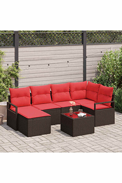 vidaxl Set de canapea 7 pcs Maro poliratan
