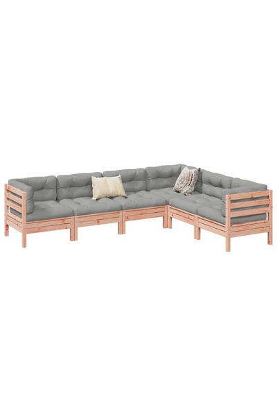 vidaxl Set canapele gradina cu perne, 6 piese, lemn masiv brad douglas