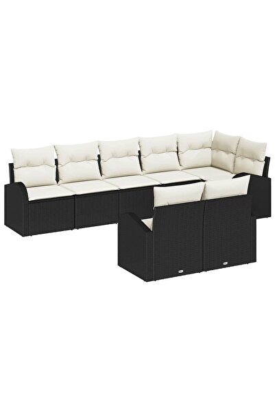 vidaxl Set de canapele pentru gradina 8 pcs Negru È™i Alb poliratan
