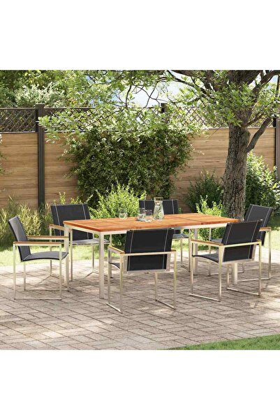 vidaxl Set de masa pentru gradina 7 pcs Maro Lemn Solid de Acacia