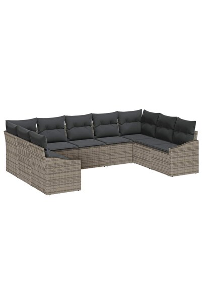 vidaxl Set de canapele pentru gradina 9 pcs Gri poliratan