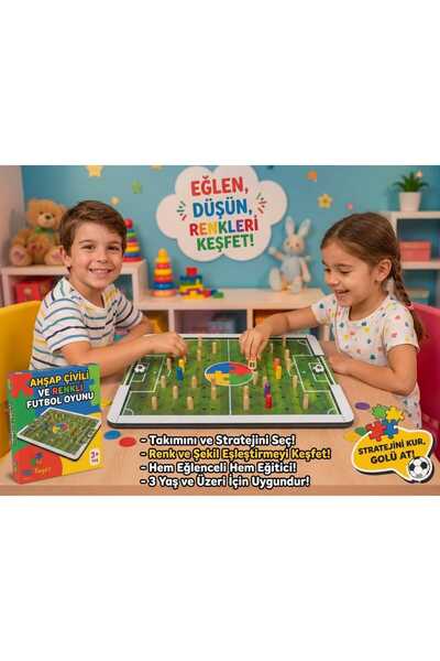 212toyzz ahşap çivili futbol oyunu strateji ve zeka oyunu 44*34 cm