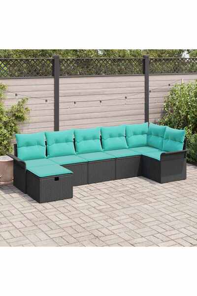 vidaxl Set de canapele pentru gradina cu perna 7 pcs Rattan poli