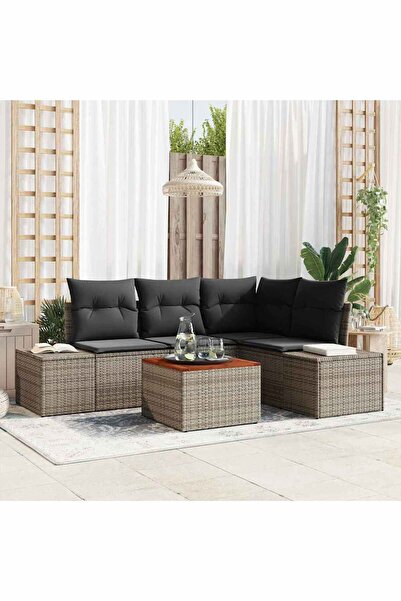 vidaxl Set de canapele pentru gradina 5 pcs Gri poliratan