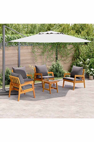 vidaxl Set bistro cu perna 5 pcs Maro Lemn Solid de Acacia
