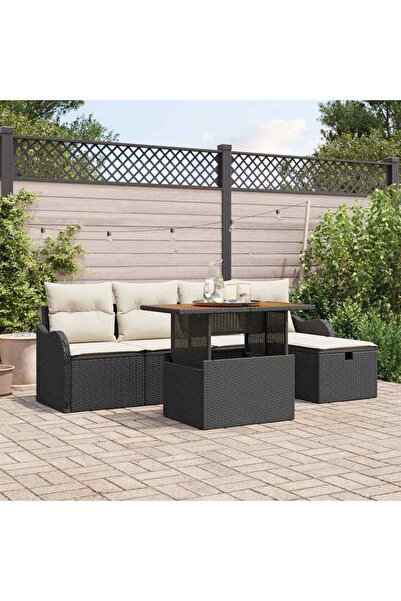 vidaxl Set de canapele pentru gradina 6 pcs Negru poliratan
