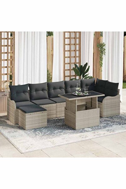 vidaxl Set de canapele pentru gradina 8 pcs Gri deschis Rattan poli