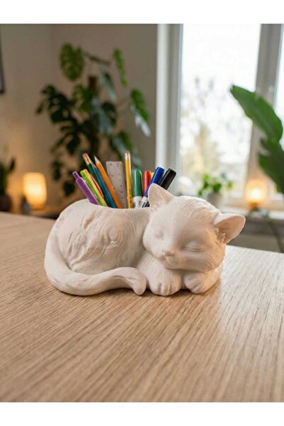 genel tr 3D Design Cat Pen Holder, Historical Decorative Desktop Accessory, O...