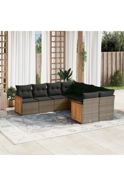 vidaxl Set canapele de gradina cu perne, 8 piese, gri, poliratan