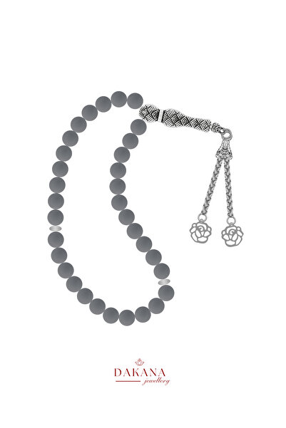 DAKANA JEWELLERY Sertifikovana 8mm hematitna kamena lotosova cvetna čelična k...