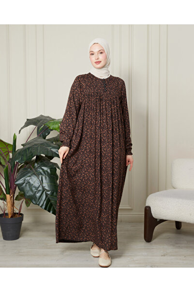 fistan Shirred Robadan Buttoned Front Viscose Fabric Tesseture Clothing Mothe...