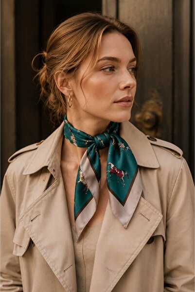 CANMODA Royal Horses Patterned 70X70 cm Satin Square Scarf Neck, Hair and Bag...