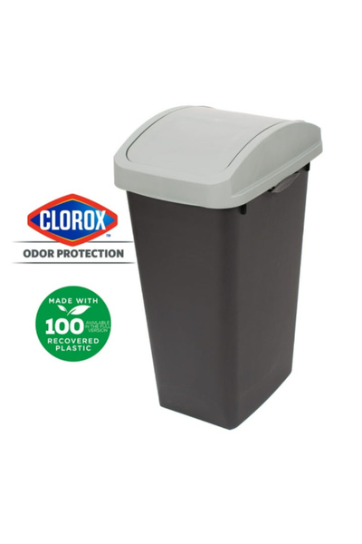 Clorox Link'n Sort Plastic Trash Can with Swing Top Lid 12 Gal