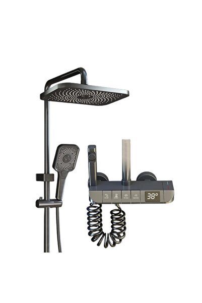 BSG TECH Shower set with rectangular shower head, digital display, wall mount...