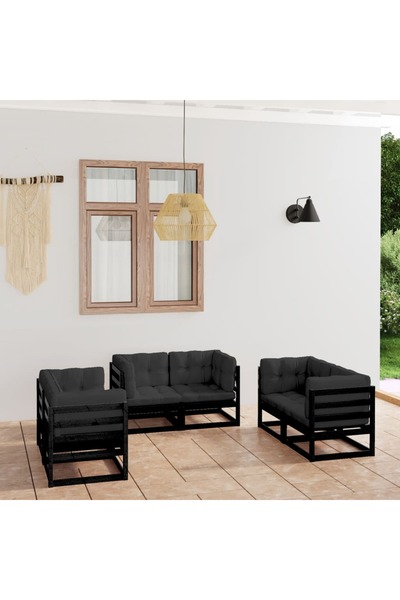 vidaxl Set mobilier de gradina cu perne, 6 piese, lemn masiv de pin