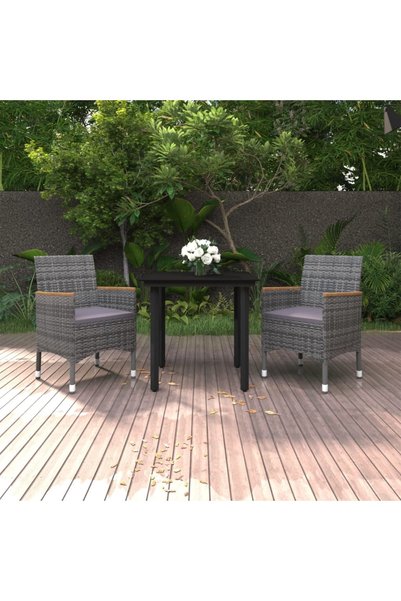 vidaxl Set mobilier de gradina cu perne, 3 piese, poliratan È™i sticla