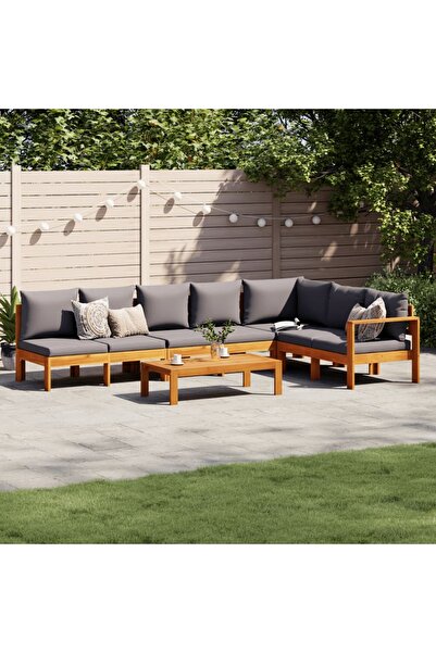vidaxl Set de canapele de gradina cu perne, 5 buc., lemn masiv acacia
