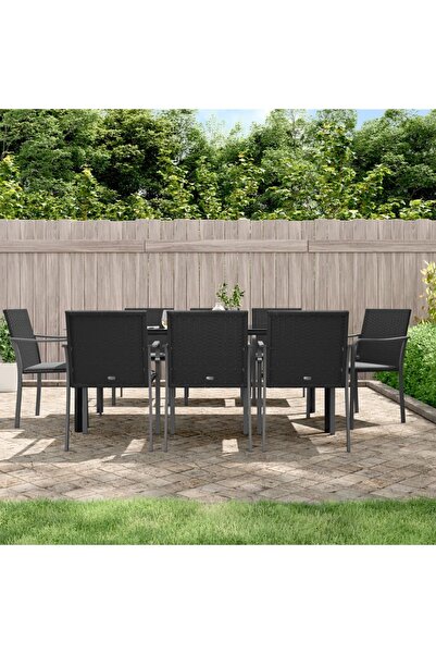 Concept Set mobilier de grădină cu perne, 9 piese, poliratan și oțel