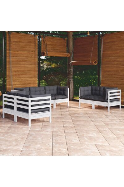 vidaxl Set mobilier gradina cu perne, 7 piese, lemn masiv de pin