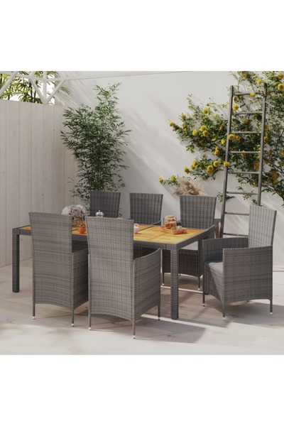 vidaxl Set mobilier de gradina cu perne, 7 piese, gri, poliratan