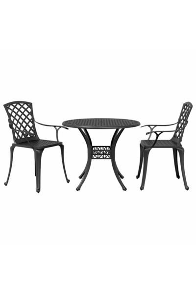 vidaxl Set mobilier bistro, 3 piese, negru, aluminiu turnat