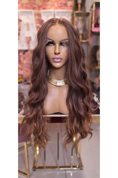 LOLLY PONY Dalgalı 75 Cm Çikolata Kahve Kore Fiber Sentetik Ön Tül Peruk