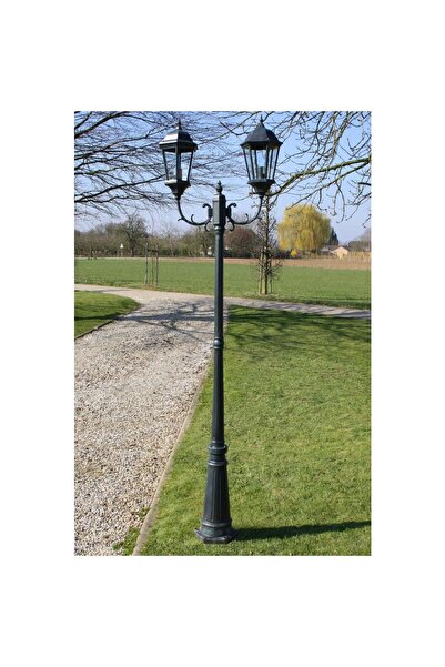 vidaxl Stalp lampa gradina 2 braÈ›e verde inchis/negru 230 cm aluminiu