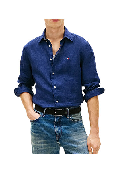 Tommy Hilfiger Ανδρικό Λινό Πουκάμισο Μπλε MW0MW41530-DCC