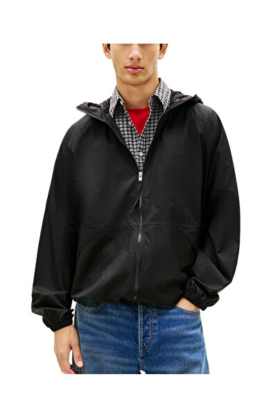 Tommy Hilfiger Ανδρικό Αντιανεμικό Μπουφάν Μαύρο Tommy Jeans DM0DM22734-BDS